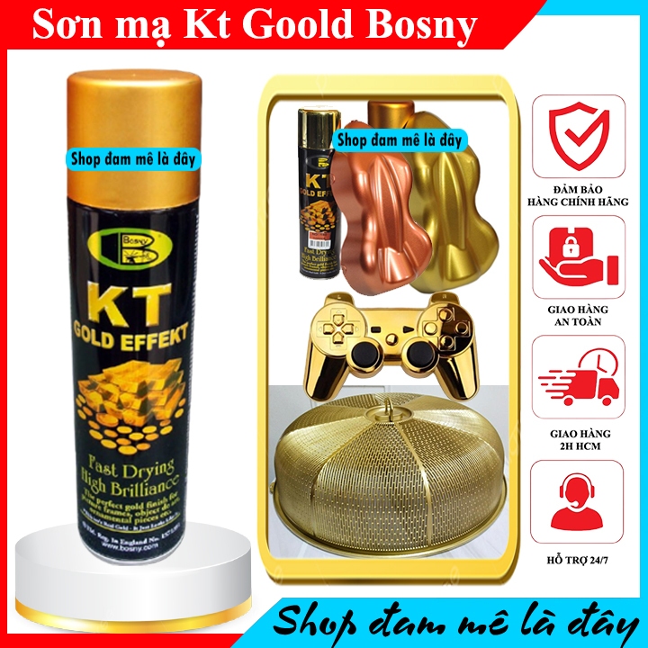 Hỏa tốc- Sơn xịt mạ vàng KT gold effect Bosny