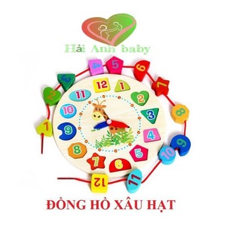 Đồ chơi trẻ em Đồng hồ xâu dây bằng gỗ