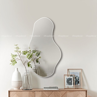 Gương soi toàn thân hạt đậu, gương mây treo tường toàn thân kính dày chất gương sáng cao cấp 70x40cm, Mê Decor