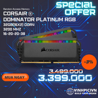 Ram corsair dominator platinum rgb 32gb 3200mhz ddr4 cmt32gx4m2e3200c16