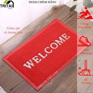 Chùi chân nhựa Welcome 50*70cm nhựa PVC 3A, chống trơn trượt , sáng trọng bền đẹp
