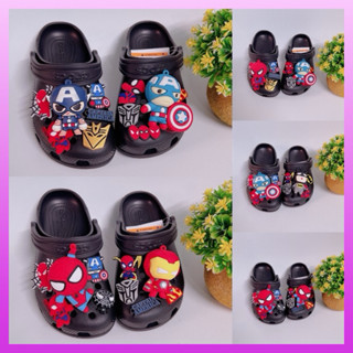 [ Tặng 12 sticker ] Dép Sục Crocs Classic Bé Trai Màu Đen mix siêu anh hùng cho bé trai MunCrosc sỉ lẻ sục baya nam nữ