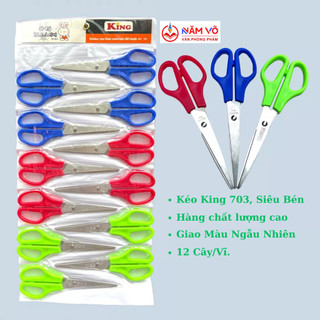 Combo 3 cây kéo cắt thủ công - kéo học sinh - kéo cắt giấy - kéo văn phòng king 703