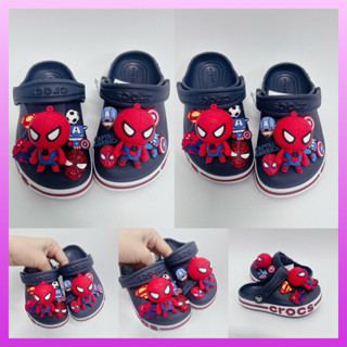 [ Tặng 12 sticker ] Dép Crocs baya màu xanh than mix nhện đứng cho bé trai MunCrocs sỉ lẻ sục crocss Classic cho bé gái