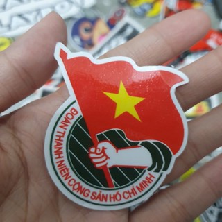  Combo hình dán tem Huy Hiệu đoàn TNCS HCM 5x5.5cm dán xe máy xe đạp điện thoại,sách vở,mũ bảo hiểm 