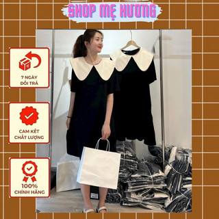 Váy Bầu Cộc Tay Nơ Sau Phối cổ Chất Cát Hàn Phong Cách Hàn [HH26]