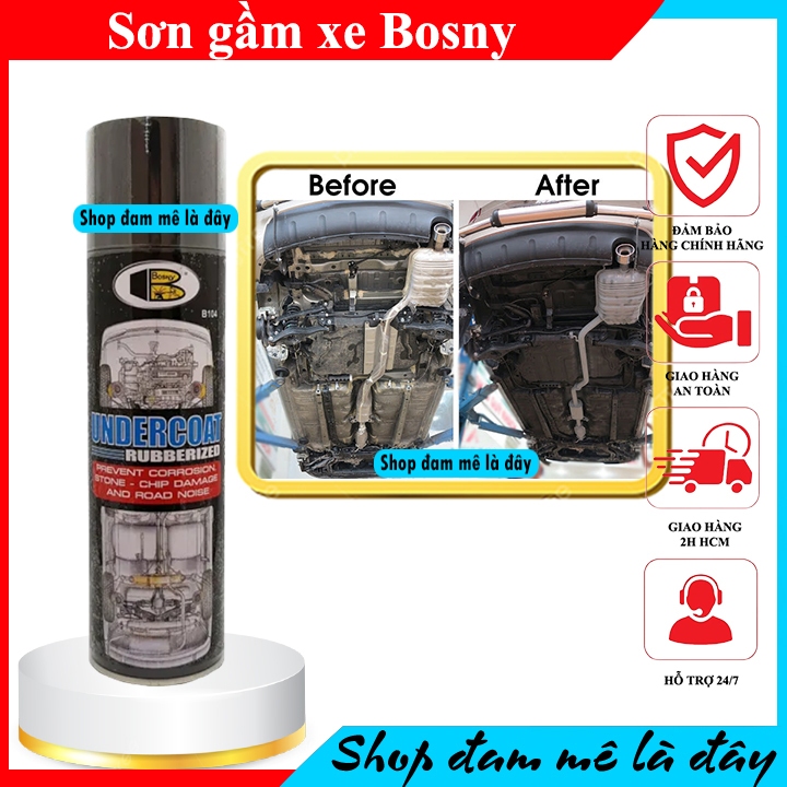 Hỏa tốc- Sơn xịt gầm xe ô tô undercoat Bosny