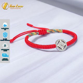 Vòng tay chỉ may mắn bện chỉ ngũ sắc tây tạng hai đầu charm bánh xe pháp luân bình an - DIY TUỆ LÂM