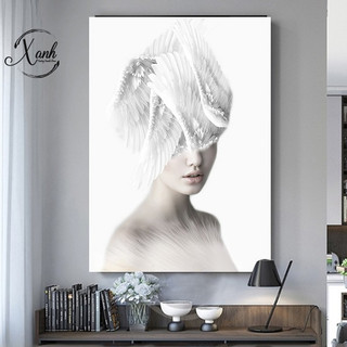 Tranh canvas CÔ GÁI TINH KHÔI ĐẸP MÊ trang trí nội thất gồm khung