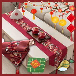 Dải Khăn Table Runner Cao Cấp Dệt Gấm Trải Bàn Tiệc Trà Lễ Tết Đám Cưới Đám Hỏi