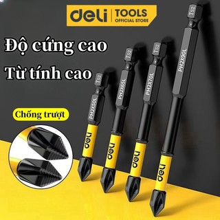  Mũi tuốc nơ vít Deli PH2 đầu vít nam châm chống trượt đầu chữ thập thiết kế chống trượt 