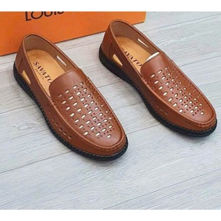  Giày lười hè da bò nappa cao cấp đục lỗ thoáng khí sang trọng tinh tế G03 