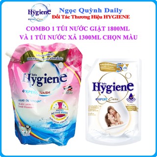[ GIẶT-XẢ ] Combo 1 Túi Giặt Hygiene 1800ml [ Hồng ] + 1 Túi Xả Vải Hygiene 1300ml Giúp làm sạch lưu hương và làm mềm vả