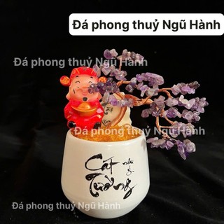 Cây đá phong thủy, cây đá vụn để bàn siêu đẹp - Cao 23cm