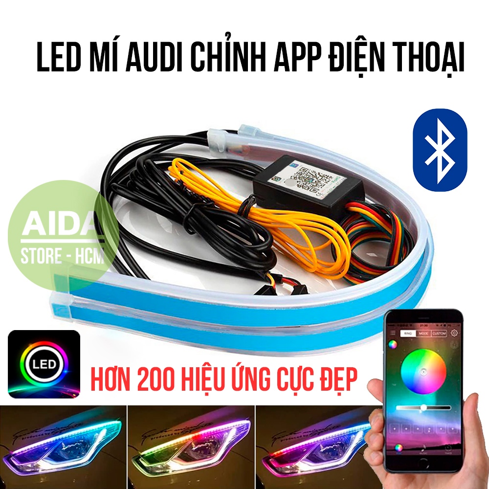 [CHỈNH APP] Bộ Led mí Audi chạy đuổi RGB đa màu chỉnh App - lắp xe máy, ô tô con DC12v - KHÔNG LẮP XE ĐIỆN