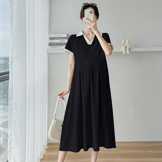 Váy Bầu Cổ Sơ mi - Chất Tổ ong