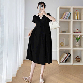 Váy Bầu Cổ Sơ mi - Chất Tổ ong