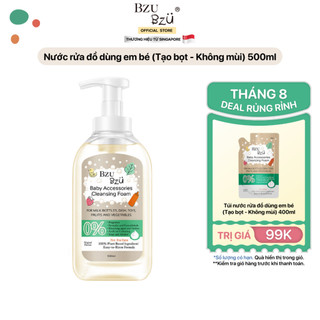 Nước Rửa Bình Sữa Và Đồ Dùng Em Bé BZU BZU Tạo Bọt Chai 500ml và Túi Refill 400ml Thuần Thực Vật