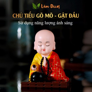 Tượng Phật Chú Tiểu Gật Đầu Gõ Mõ Sử Dụng Năng Lượng Ánh Sáng, Trang Trí Ô Tô Bàn Thờ Bàn Làm Việc