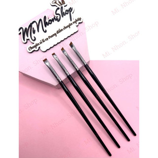 [MNS] Set 4 cọ dẹt mảnh cán dài tém mày , kẻ mắt, vẽ bọng, mở góc đầu xéo và đầu ngang mới về