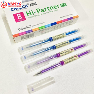 [CS8623]HỘP 12 Cây Bút Viết Gel Nước Chosch Hi-Partner CS-8623/CS 8623 Ngòi Kim Nhỏ 0.5mm,Nét Êm, Đều Mực (Mực Xanh,Tím)