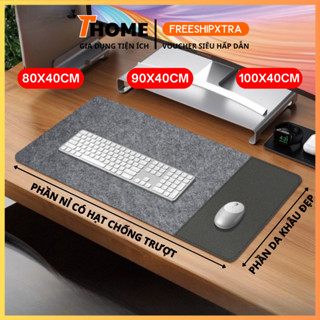  Lót chuột chất liệu nỉ + da cỡ lớn 100x40cm  90x40cm  80x40cm dùng Decor  trang trí góc bàn làm việc tiện lợi bền bỉ 
