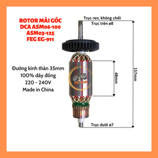 (Hàng DCA) Rotor mài DCA ASM 06-100 (ASM06-100), 03-125 (ASM03-125) 220V - Tặng chổi than