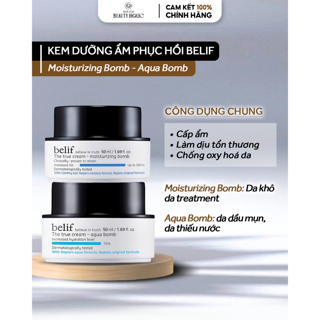Kem dưỡng ẩm BELIF MOISTURIZING BOMB & AQUA BOMB