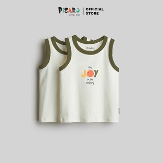 Áo ba lỗ viền họa tiết bé trai bé gái PisaroKids 100% Cotton, áo thun trẻ em cao cấp co dãn mềm mịn