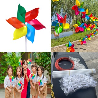 (Set 20 cái) Chong chóng nhựa 5 cánh 5 màu trang trí decor chụp ảnh kỷ yếu, trang trí trường mầm non