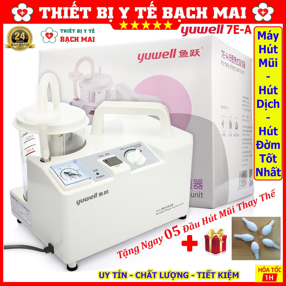 Máy Hút Mũi Họng 1 Bình Yuwell 7E - A, Máy Khỏe Như Phòng Khám Bệnh Viện - Chỉnh Áp Lực Hút