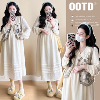 Young Mom | Set váy bầu Thu Đông tiểu thư SET046 gồm váy và áo khoác với thiết kế trẻ trung