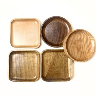 đĩa vuông, tròn bằng gỗ 12cm dùng lót cốc và decor...