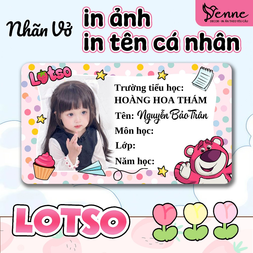Nhãn vở, sticker in tên , in ảnh bé theo yêu cầu chủ đề các nhân vật hoạt hình cho cả bé trai và bé 