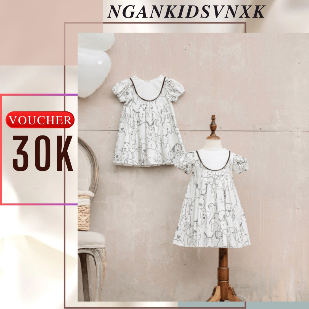 TT320 Váy thô lụa xòe phối yếm cho bé gái - NGANKIDS