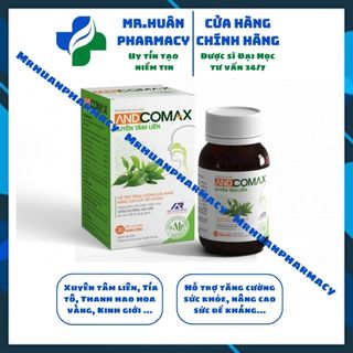 Andcomax Xuyên Tâm Liên (Lọ 30 viên) - Hỗ trợ tăng cường sức khỏe, nâng cao sức đề kháng