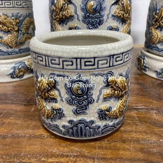 Bát Hương đồ thờ cúng - bộ thờ cúng đồ thờ Đắp Nổi Hoạ tiết Sen Rồng Lư hương