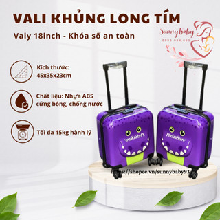 Vali Kéo Trẻ Em Giá Rẻ - Valy Khủng Long 18 inch Khóa số - Mẫu Bé Trai Bé Gái Chính Hãng Dễ Thương