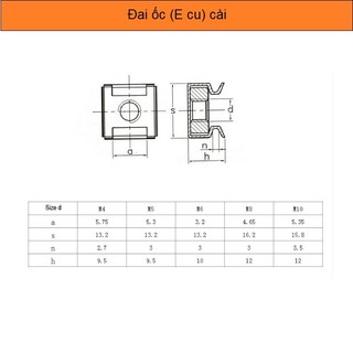 Đai ốc cài ,ecu cài M6 túi 100 chiếc