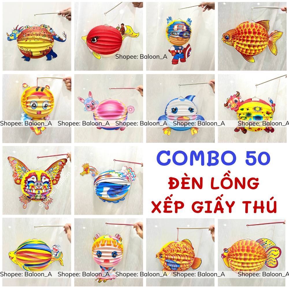 Combo 50 đèn lồng giấy xếp