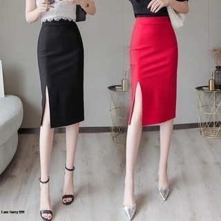 chân váy ôm xẻ trước đáp tà 70cm