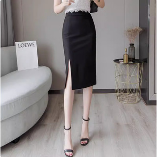 chân váy ôm xẻ trước đáp tà 70cm