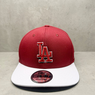 Nón kết hiphop snapback thêu L./A đỏ đô phối kết trắng kem xịn cực chất thời trang nam nữ