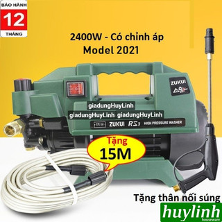 Máy rửa xe gia đình công suất 2400W Zukui RS3 - Có chỉnh được áp - Dây 15 mét - Tặng thân nối dài súng