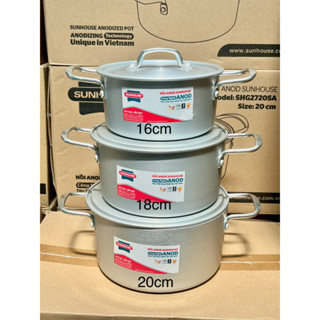 Nồi nhôm anod Sunhouse SHG2722SA 22cm - 26cm - 28cm hàng chính hãng