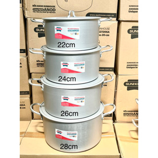 Nồi nhôm anod Sunhouse SHG2722SA  22cm- 24cm - 26cm - 28cm hàng chính hãng