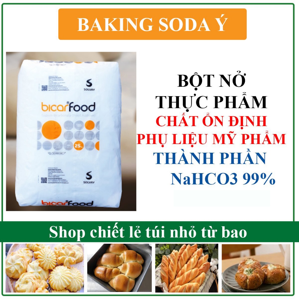Baking Soda - Muối Nở - Sodium Bicarbonate Food Hàng Solvay Ý