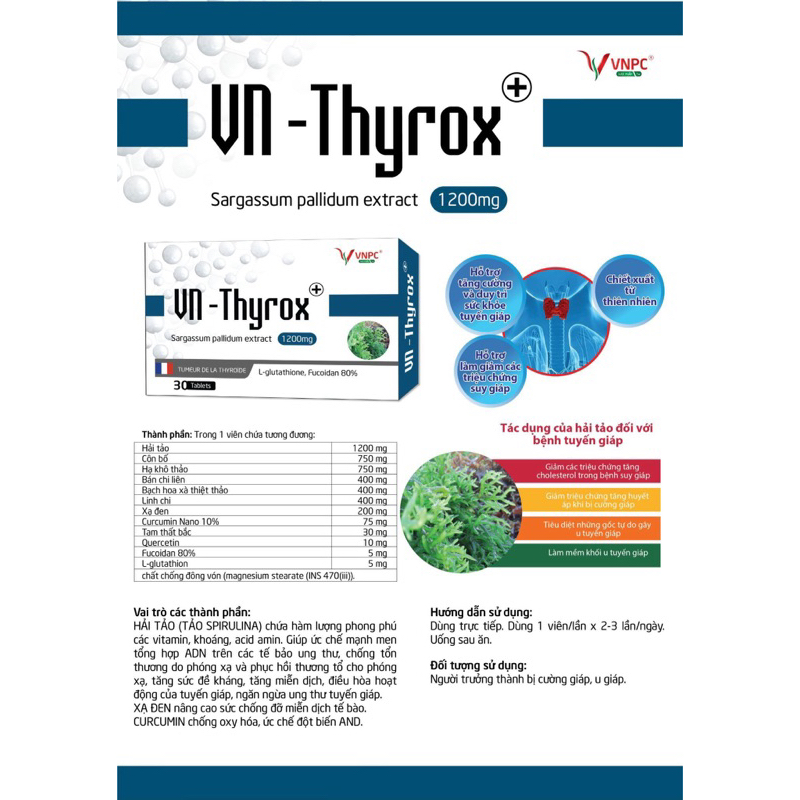 Viên uống hỗ trợ tăng cường và duy trì sức khoẻ tuyến giáp VN - Thyrox