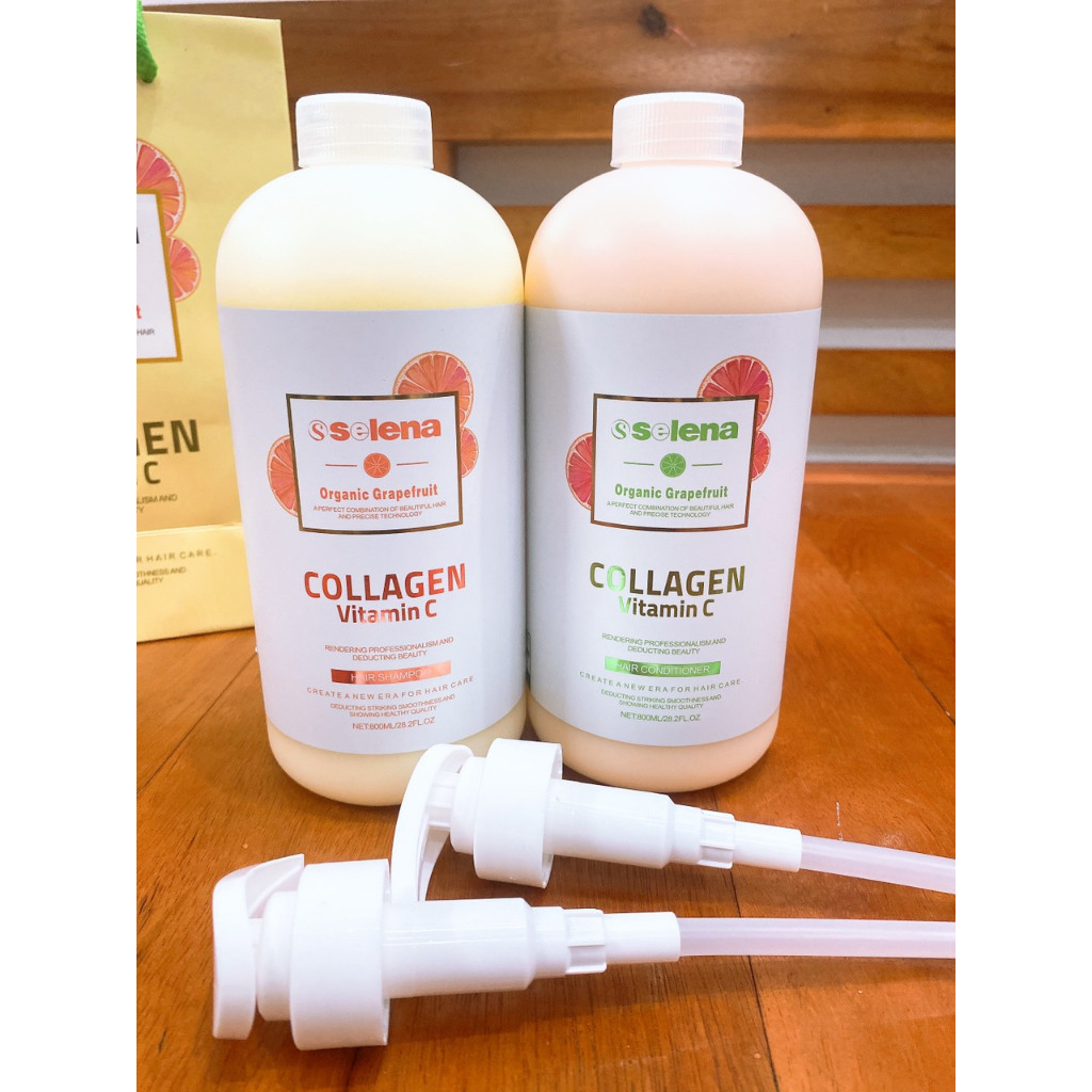 Dầu gội bưởi Selena Vitamin C, Bộ Dầu Gội Dầu Xả Bưởi Giảm Rụng Tóc Phục Hồi Hư Tổn 800ml