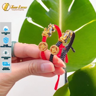 Vòng tay chỉ may mắn bện tỳ hưu đổi màu xanh mix bánh xe pháp luân bình an thịnh vượng - DIY TUỆ LÂM